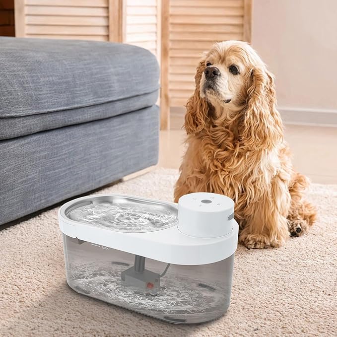 Cat Water Fountain, 140oz/4L Cat Fountain Battery Operated with Filters, 5000mAh Battery, Automatic Pet Water Fountain for Cats, Dogs, Multiple Pets Easy Clean (White)