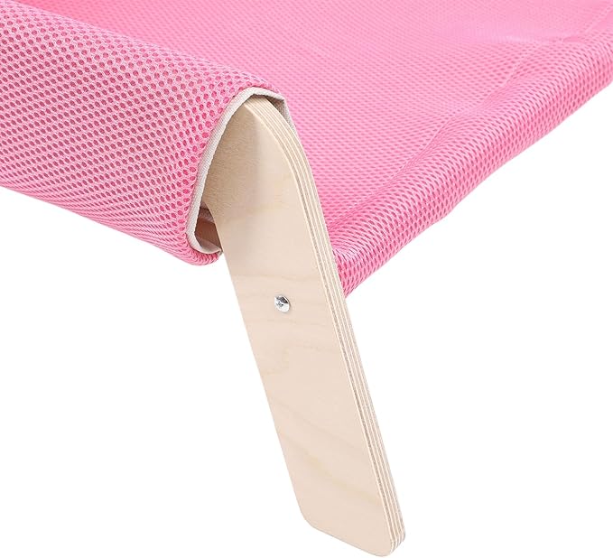 Cat Hammock, High Strength Pine Wood Minimalist Design Elevated Multifunctional Cat Furniture, Elevated Bed with for Cats Kittens and Puppies (Pink)
