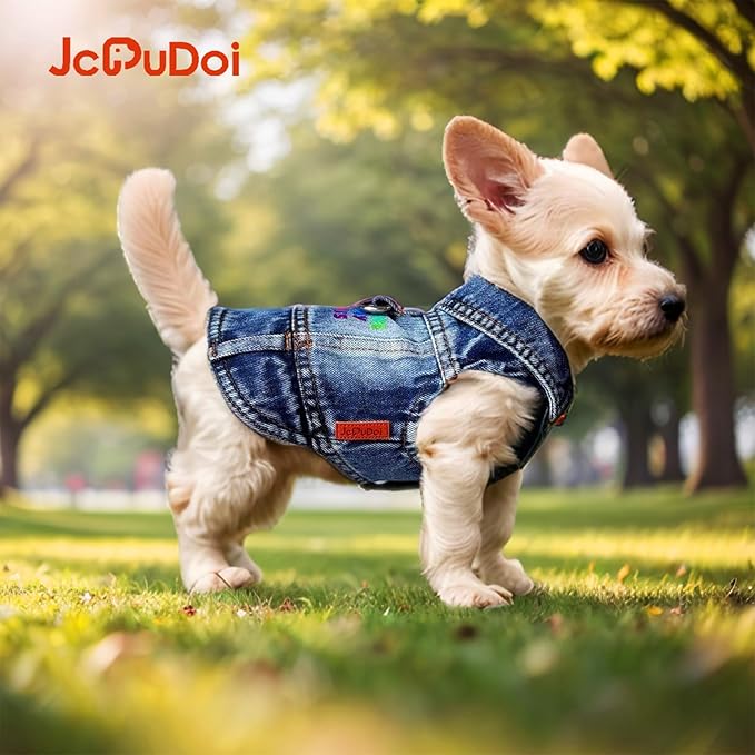 Dog Jeans Jacket Denim Vest Breathable Blue Pet Coat for Puppy Small Dogs Clothes Classic Overalls Male Cat Costumes Apparel Washed Outfit T-Shirts(X-Large)
