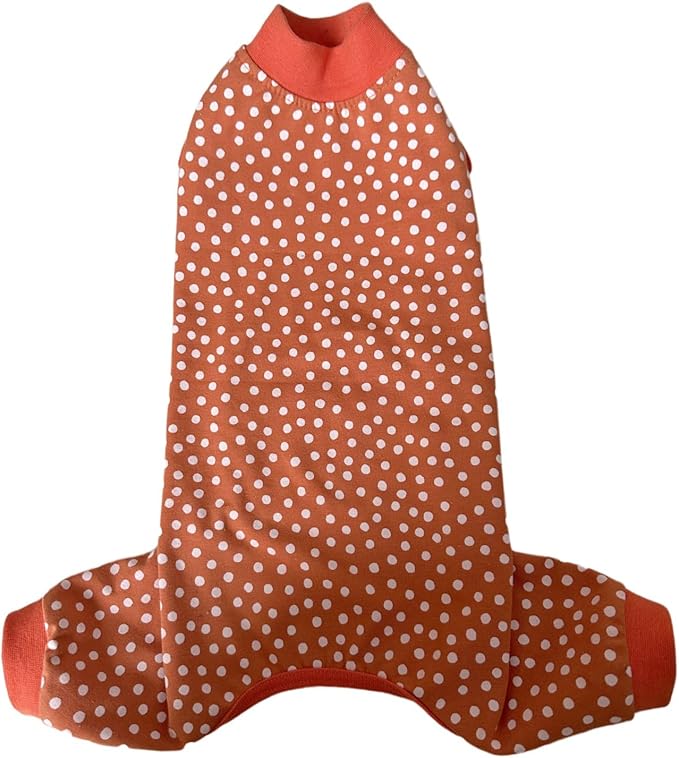 Sphynx Cat Four Leg Cotton Pajamas Elastic Pet Clothes for Hairless Cats Surgery Recovery Suit Undershirt Thermal Clothes for Sphynx, Devon, Cornish (White Dots, L)