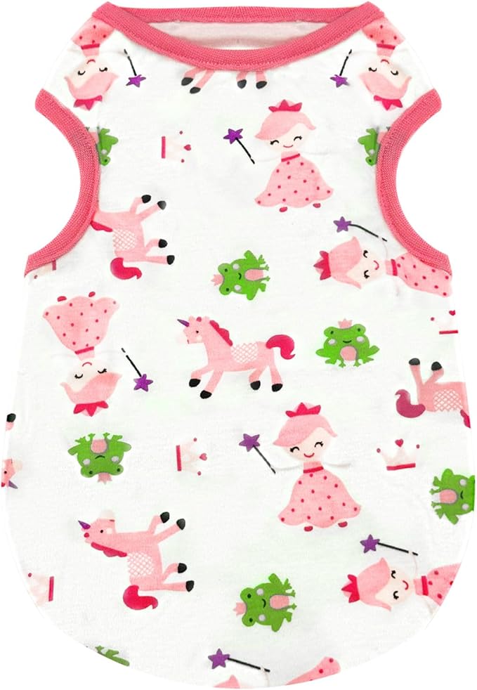 PETCARE Cute Cartoon Cat Shirts for Cats Only Soft Cotton Tshirts Pink Pony Cat Clothes for Cats Only Female Male Small Breeds Pet Pajamas Sleeveless Pet Tank Top Spring Summer Kitten Clothes