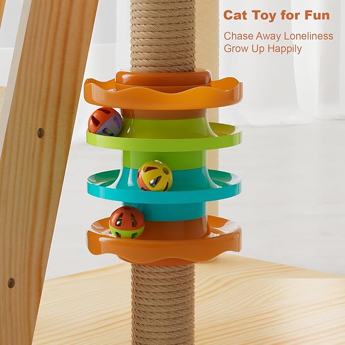 Modern Cat Tree Tower, Solid Wood Cat Condo with Scratching Posts, Multi-Level for Indoor Cats, Indoor Cat Furniture for Large Cats and Kittens (59")