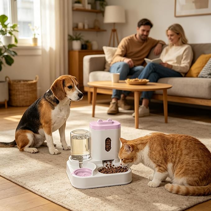 Cat Feeder | Smart 2-in-1 Food Water Dispenser,Pet Food Dispenser - for Outdoor Indoor Animal Kitten Puppy Feeding Watering Wet Dry