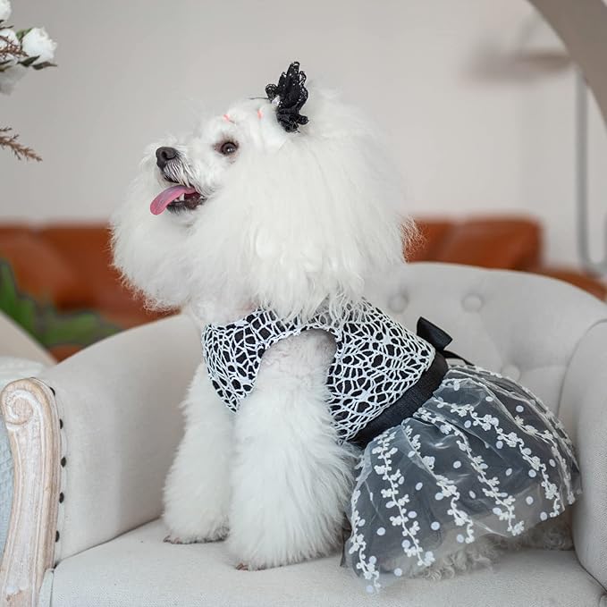 CuteBone Dog Birthday Dress Girl Puppy Skirt Tutu Cat Wedding Outfit Pet Party Clothes for Small Dogs Costume DD13XS