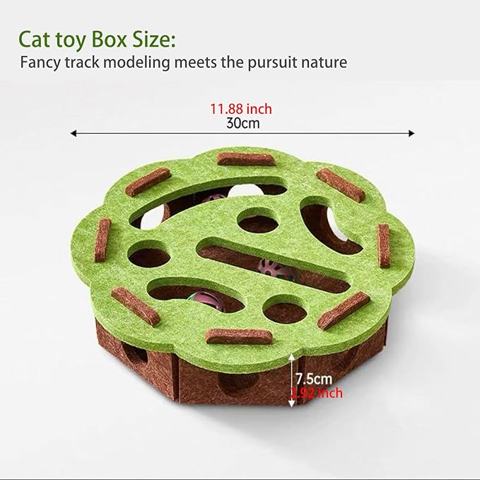 Interactive Cat Scratch Puzzle Enrichment Box – Felt Maze Toy for Indoor Cats, Self Play Scratching Hunting Mental Stimulation Toy