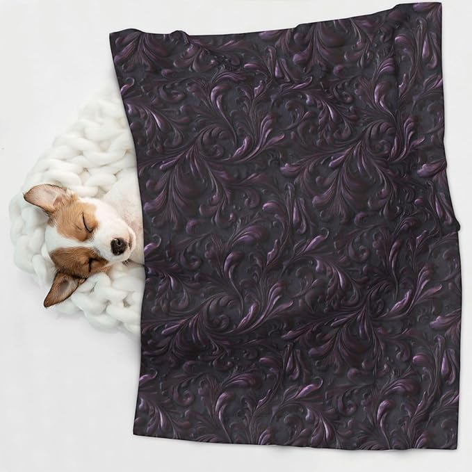 Cat Dog Blanket Deep Aubergine Metallic Foil with Organic Swirl Ultra Soft Warming Mat for Indoor Pet Beds Furniture 27.6 X 19.7inch