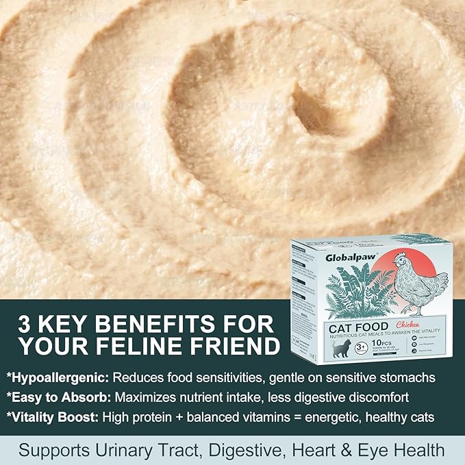Lickable Creamy Cat Treats for Adult & Senior Cats, Premium Wet Pet Food Delectables Bisque for Cats Dogs Chicken Recipe Protein-Rich - (Pack of 10) 2.8 oz Pouches (Wet Cat Food Pack of 10)