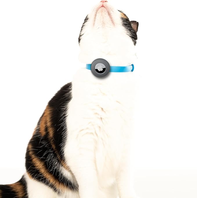 Nuvuq Cat Collar with Airtag Holder - Soft, Comfortable, and Lightweight Breakaway Collar with Air Tag GPS Tracker Holder for Outdoor Cats and Sensitive Skin Kittens by Nuvuq (6 ⅞" to 10 ¼", Blue)