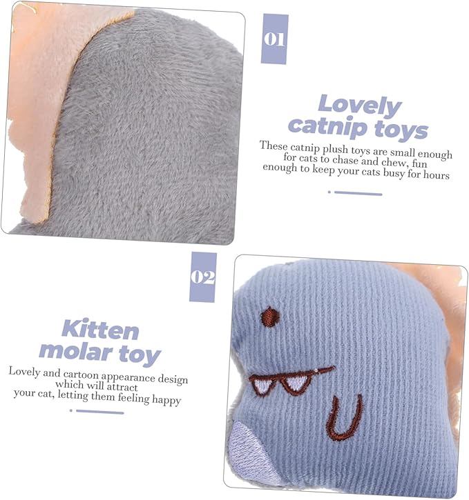 Totority 3pcs Catnip Filled Chew for Cats Interactive Plush Molar Cat Biting Pet Gift for Indoor Play and Boredom Relief