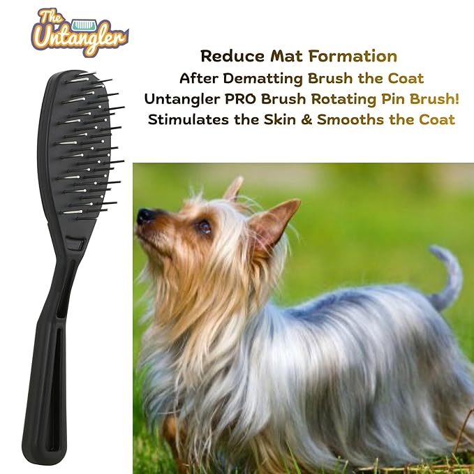 2 PC Super Groom Dematting Set with Silky Smooth Rotating Teeth - Dematts and Grooms Long, Silky and Wavy Coats for Dogs and Cats