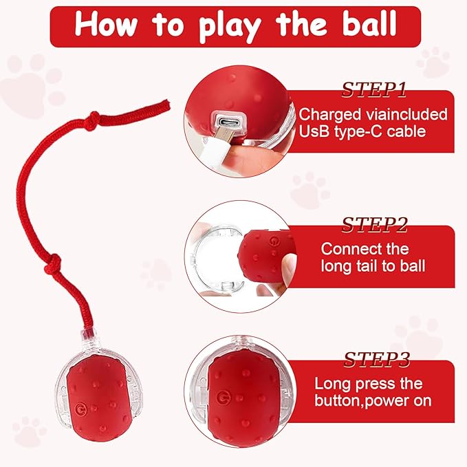 Interactive Cat Toys Smart Ball for Cats & Dogs! Now with 2 Rapid Tails. Features: 360°Auto-Rolling, Motion Activation& Bird Sounds. Perfect for Indoor Pet Exercise & Fun. (Blue)