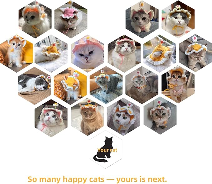 Cat Part Hat with Ear Holes and Adjustable tie, Soft Polyester, Washable| Cute Flower Party Hat for Cats 4β16 lbs, Holiday & Photo Outfit