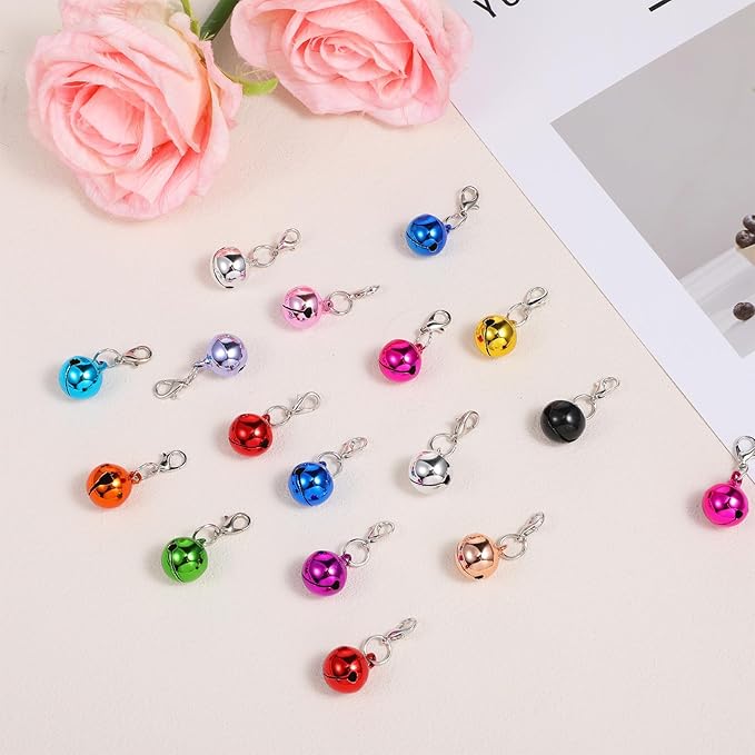 26Pcs Cat Collar Bell Pet Bells for Cat Dog Collar, Colourful Small Dog Puppy Pet Bells for Collars with 1Pack Keychain