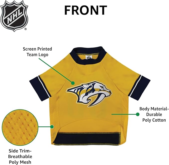 Pets First NHL Pet Jersey - Nashville Predators Dog Jersey, XX-Large. A Premium Big Jersey for Dogs & Cats to Look just Like the Real Hockey Player