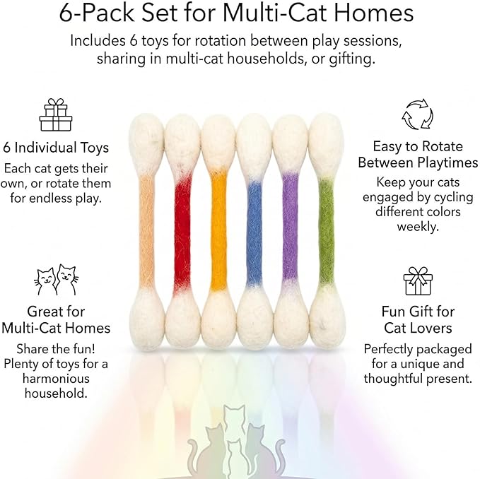 Cotton Swabs Cat Toys with Catnip, Giant Cat Qtip Toy Chew Sticks, Durable Q Tip Cat Toy Teething Ropes for Boredom, Exercise, Big Interactive Felt Kitty Kicker Toy