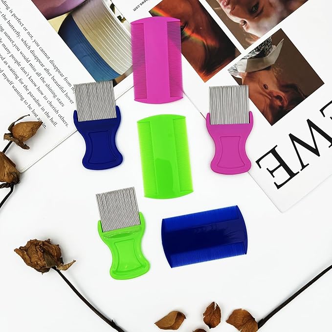 6-Piece Flea & Lice Comb Set for Pets, Double-Sided Grooming Combs for Cats, Dogs & Small Animals