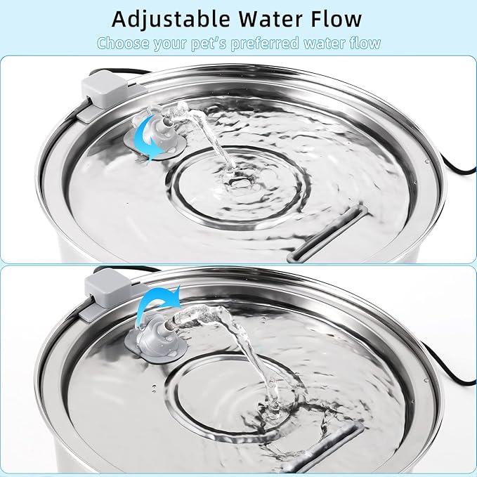 Cat Water Fountain Stainless Steel,3.2L/108oz Automatic Pet Fountain Dog Water Dispenser,Ultra Quiet Pump with 3 Replacement Filters for Cats, Dogs, Multiple Pets