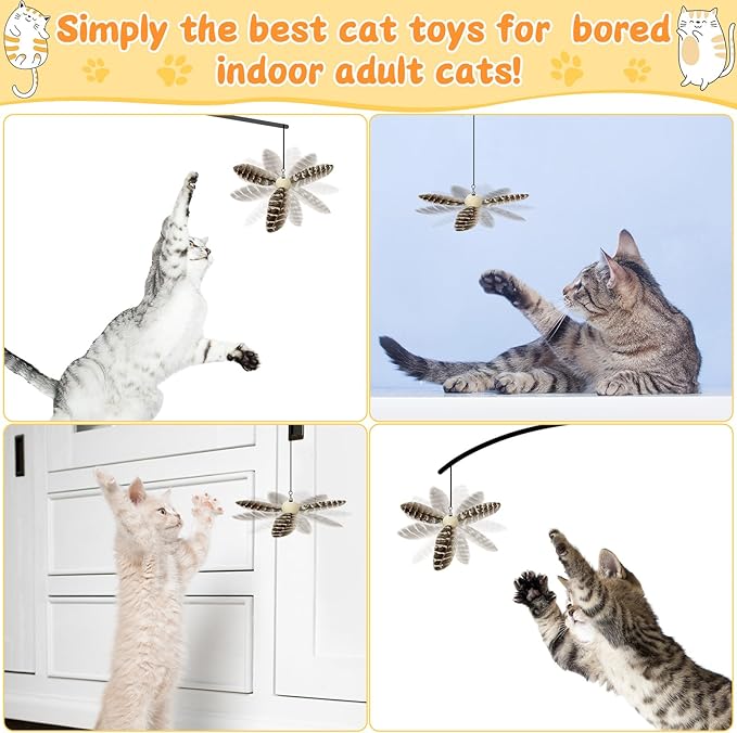 8 Pcs Cat Feather Propeller Refills Propeller Interactive Cat Toy Refills Kittens Toy Feather Replacement Wand Teasers Attachments for Kittens Wand (Stylish)