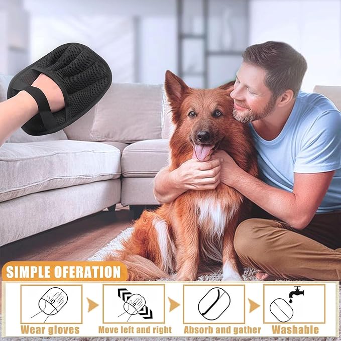 Pet Hair Remover, Electrostatic Pet Hair Removal Gloves, Reusable Cat & Dog Hair Removal Tool, Upgraded Pet Grooming Gloves for Couch, Furniture, Carpet, Clothing & Car Seats(1 Large +1 Small)