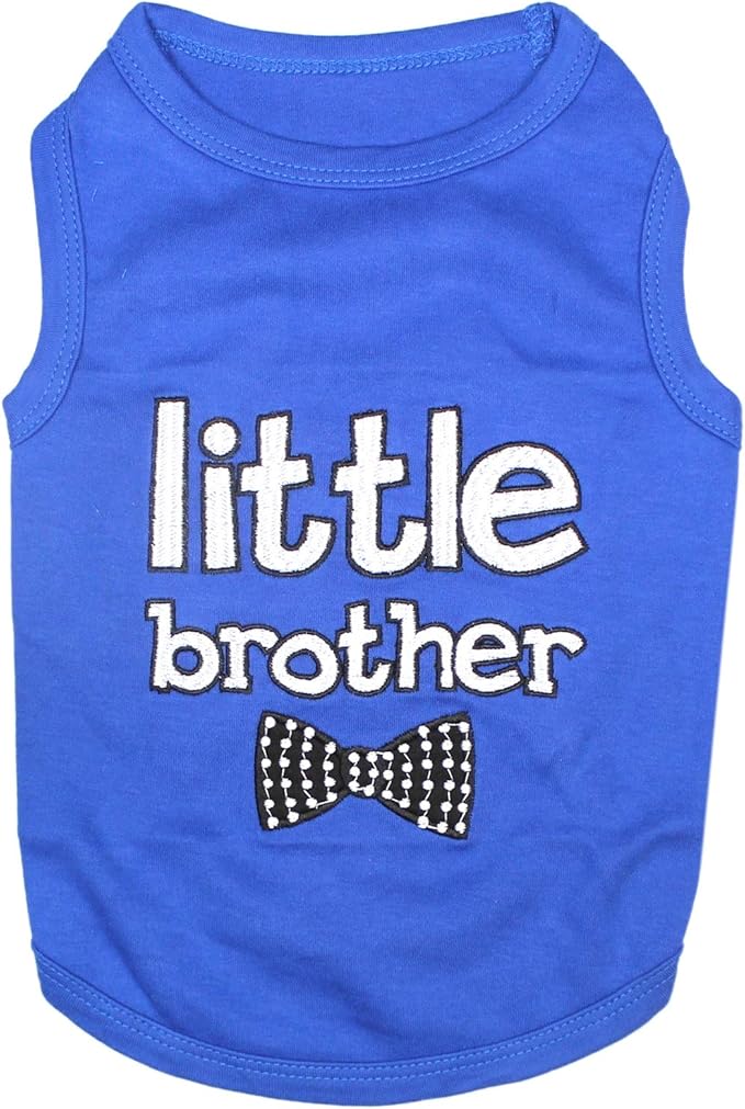 Parisian Pet Dog Shirt – 100% Cotton Shirts for Medium Dogs – Blue Sleeveless Puppy Clothes – Lightweight and Breathable Dog Apparel – Boy Little Brother Dogs Clothes - Stretchy Pet T Shirts