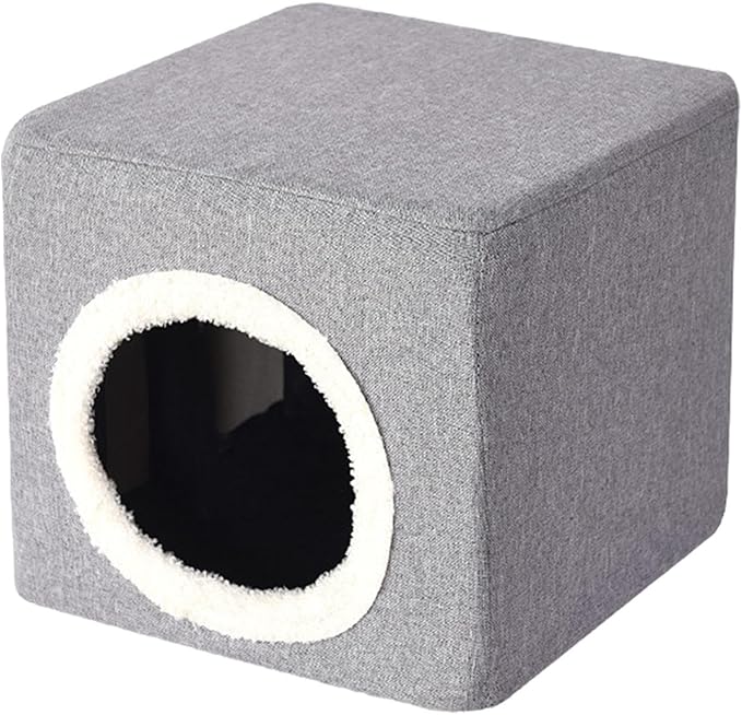 Baoblaze Cat House Cat Bed for Hideaway Furniture Sturdy Covered Cat Bed Cave Pet Condo for Cats Exercising Sleeping, Gray