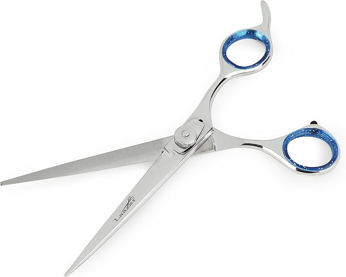 Laazar Pro Pet Grooming Scissors, Premium Steel Dog Grooming Shears with Blue Handles, Long-Lasting Sharp Blades (Straight, 6 Inches)