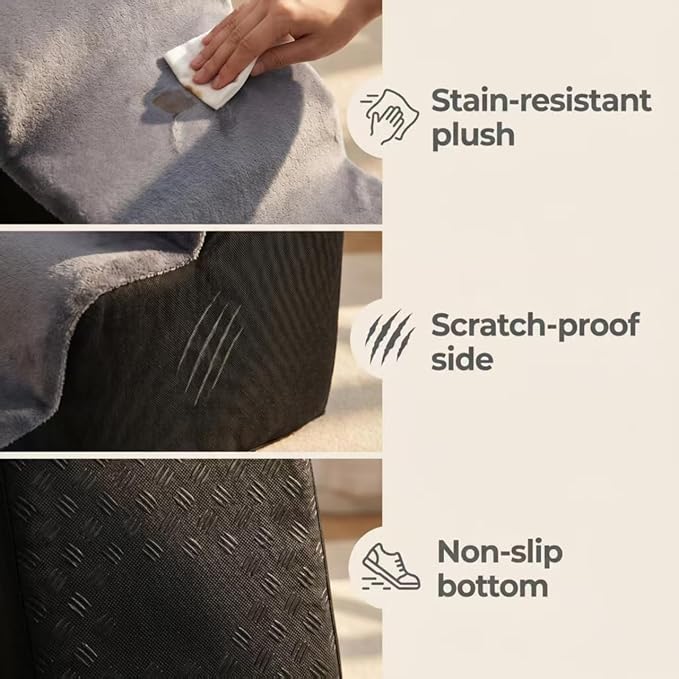 Dog Stairs for Small Dogs,35D Pet Stairs Steps 15” H with Durable Non-Slip Waterproof Fabric Cover, Slope Stairs to Bed for Small Dogs and Cats or Pets Joints, 3 Step Dog Ramp for Couch and Bed