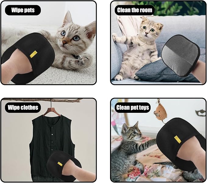 Gosknor Double-Sided Pet Grooming Gloves, Cat Grooming Gloves Pet Grooming Gloves for Dogs Bathing Pet Hair Remover Gloves Versatile Pet Grooming Gloves for Dog & Cat Washing Deshedding Grooming