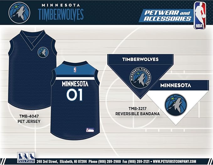 Pets First NBA Minnesota Timberwolves Dog Jersey, Large - Tank Top Basketball Pet Jersey