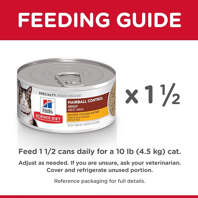 Hill's Science Diet Adult 1-6 Hairball Control Wet Cat Food, Chicken, 5.5 oz. Cans, 24-Pack