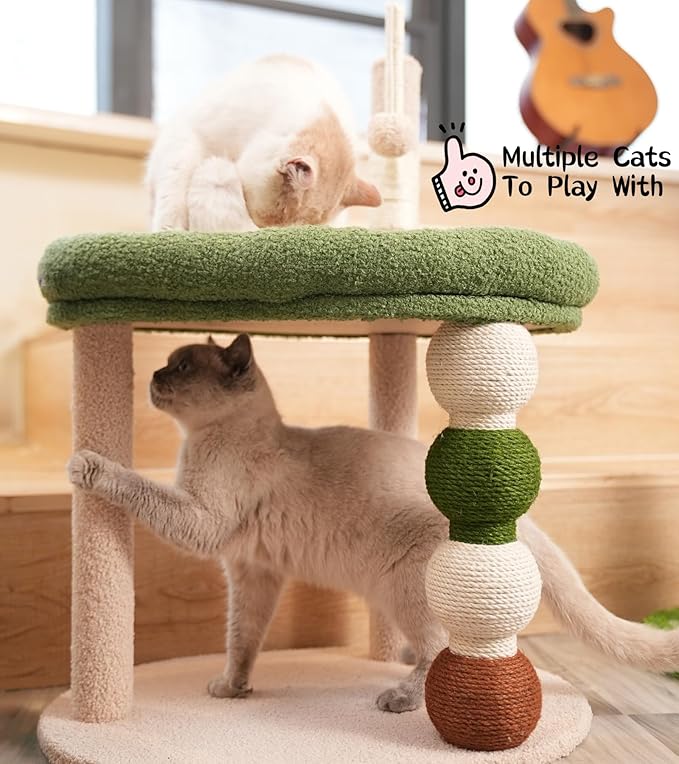 Cat Scratching Post, 28.35" H(72cm) Cat Tree/Cat Tree Tower with Cat Bed, Scratching Posts for Indoor Cats with one Plush Ball Toy, Small Cat Tree for Kittens/Cats Playing (28 in Cat Tree)
