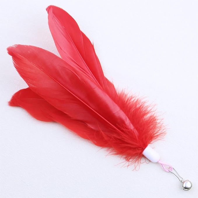 Cat Toy Refill, 8 Pack Large Feather Toy with Bell for Cat Wand Toy Accessories Cat Toy Attachment Replacements, 7.87โ Realistic Size Feather Toy for Bored Indoor Adult Cat Play Exercise
