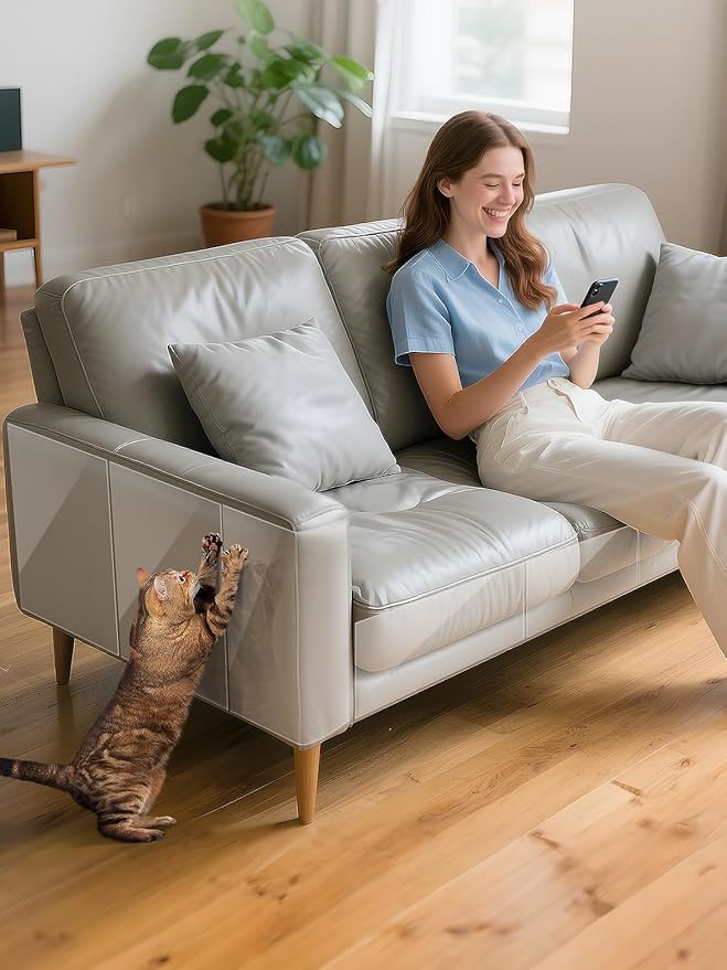 Acostop Cat Scratch Furniture Protector - Specially Designed for Leather Furniture, Easy to Remove Anti-Scratch Couch Protector from Cat, No Pins, 10 Pack