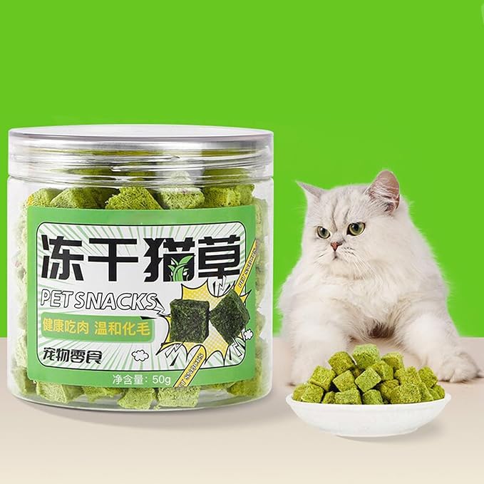 Fun and Entertaining Cat Grass Chewables Wheatgrass Perfect for Indoor Treat 50g Cat Grass Snacks Anti-Hairball Cat Grass for Indoor Cats