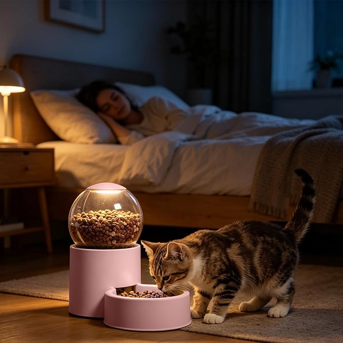 Automatic Pet Feeder - 26x16x14cm Dog Auto Feeding Bowl | Pet Food and Water Device | Large Capacity Puppy Water Dispenser | for Home Vacation Indoor Living Room Travel Weekend Trip Backyard