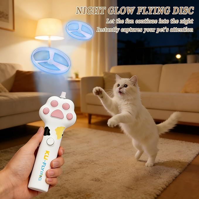 20PCs Cat Fetch Toy Discs,Interactive Flying Cat Toy with 10 Luminous and 10 Regular Flying Saucers for Pet Dog Playing,Hunting Tracking Chasing Training Toys for Indoor Outdoor(Only Flying Propeller)