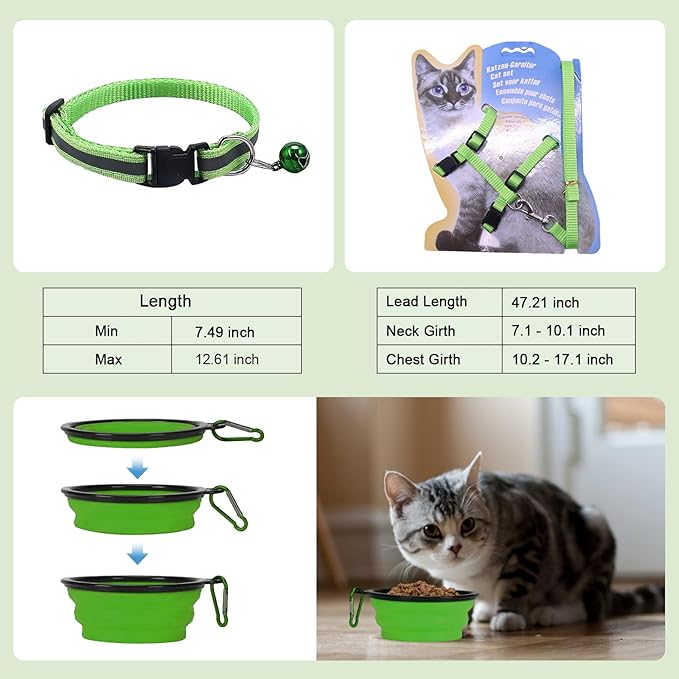Cat Carrier Soft-Sided & Folding Travel Litter Box for Cats, Fit 20Lbs Pets, 17.7' * 11.8 * 11.8 inches Cat Bag for Traveling & Camping, Cat Travel Carrier Kit, Green