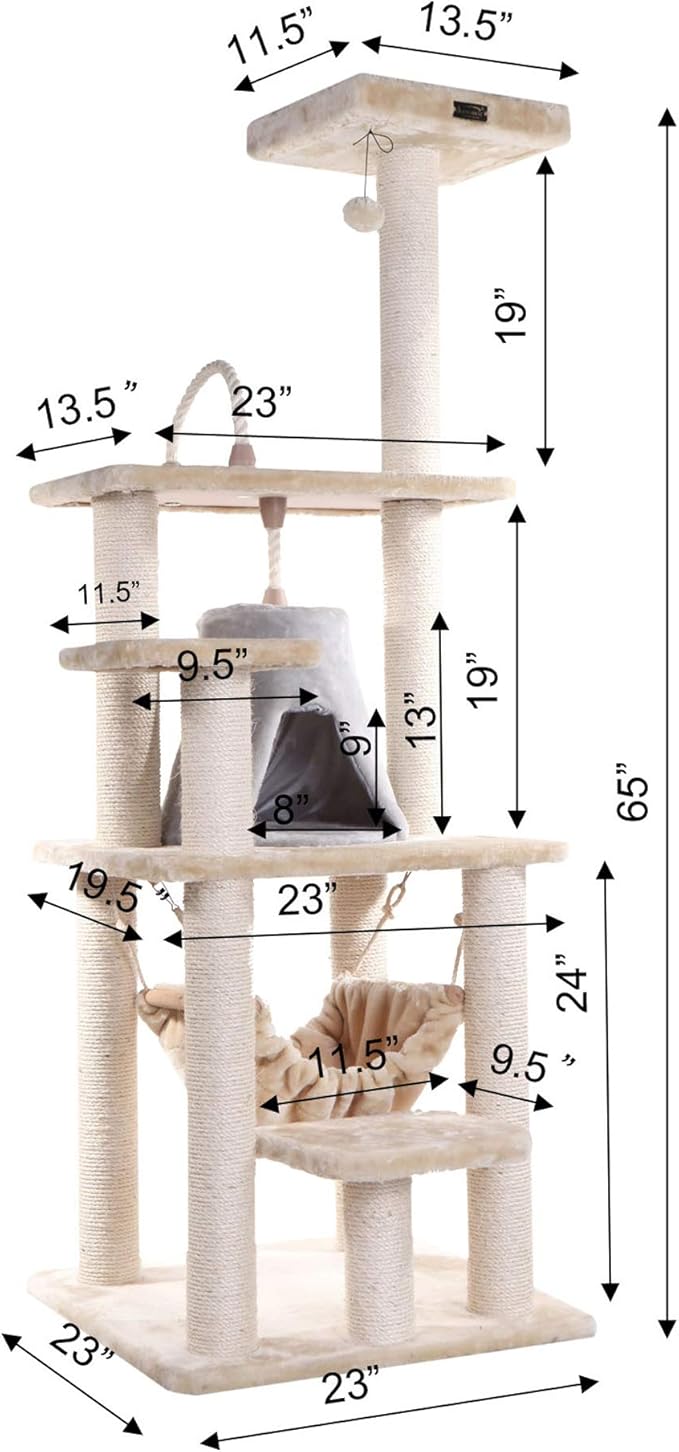 Armarkat Cat Tree Model A6501, Real Wood Cat Condo,30 inches L X28 inches W X 65 inches H