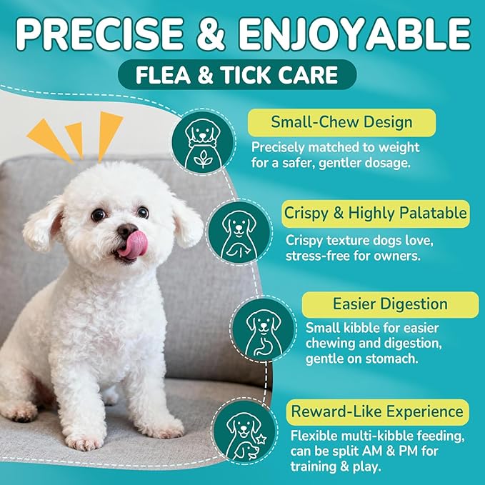 Woyamay Cat & Dog Flea and Tick Prevention Bundle, 500 Crunchy Dual-Texture Chews Each, Natural 4-in-1 Flea Defense with Skin, Coat, Gut & Immune Support, Oral Daily Flea Treatment for Cats & Dogs