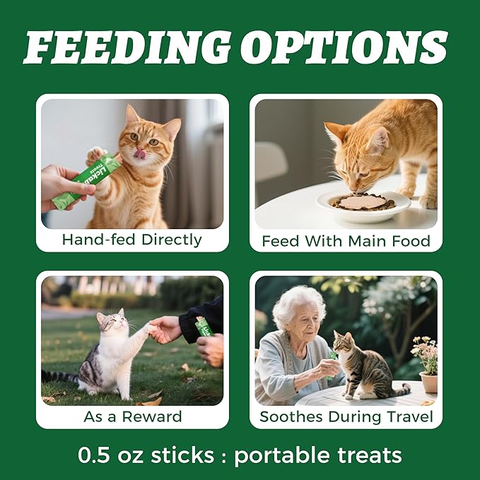 Wellix Lickable Cat Treats Healthy - Grain-Free Chicken&Cat Grass Flavor Kitten Snacks (24 Count) - Squeezable Up Cat Treats for Hairball Control&Gut Healthy