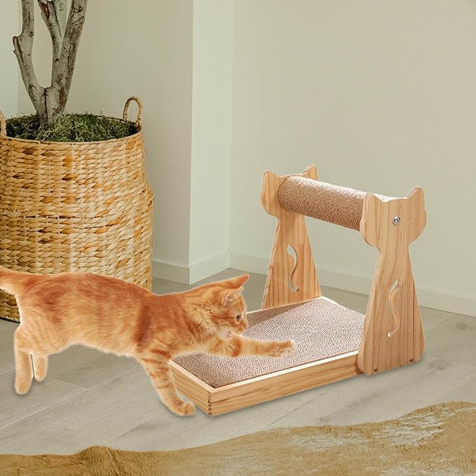 Cat Scratcher Lounge Bed Multi-Functional Scratching Mat Board for Kittens Playing Sleeping Training Furniture Protector- Without Ball