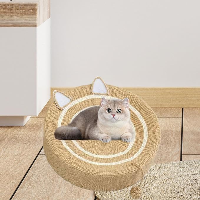 Cat Scratching Board Sisal Oval Scratcher Lounge Bed Antislip Resistant Pad Comfortable Rest Suitable for Indoor Furniture 40cmx