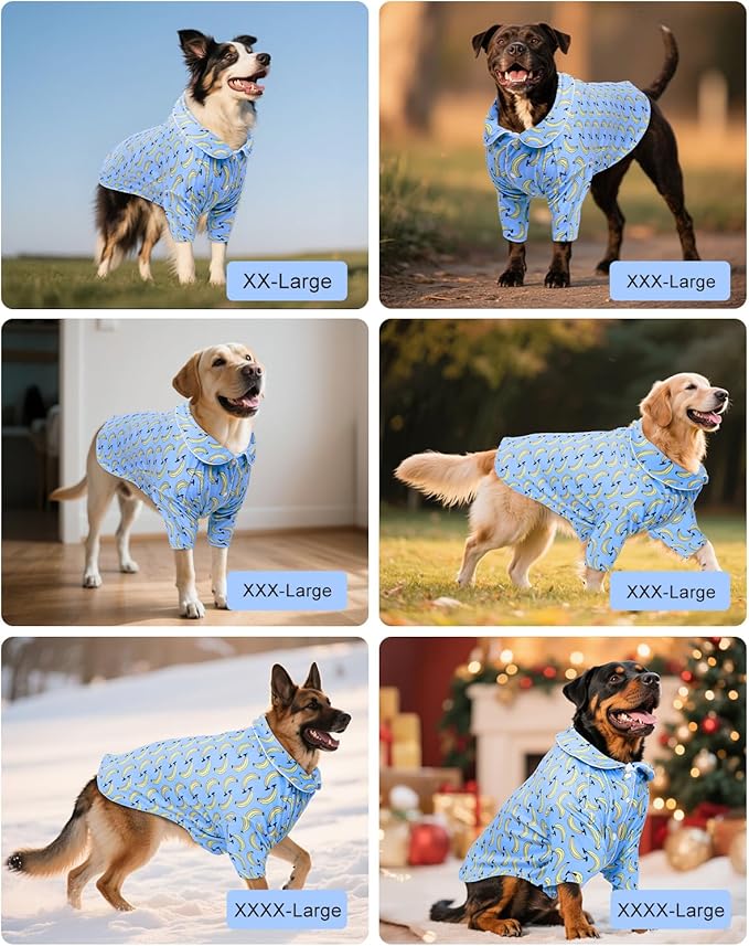 CuteBone Two-Leg Velvet Pet Pajamas Girl Dog Clothes - Soft, Cozy, and Stretchy Boy Pjs for Medium, Large Dogs and Cats Winter Sleepwear Apparel LTP03XXL