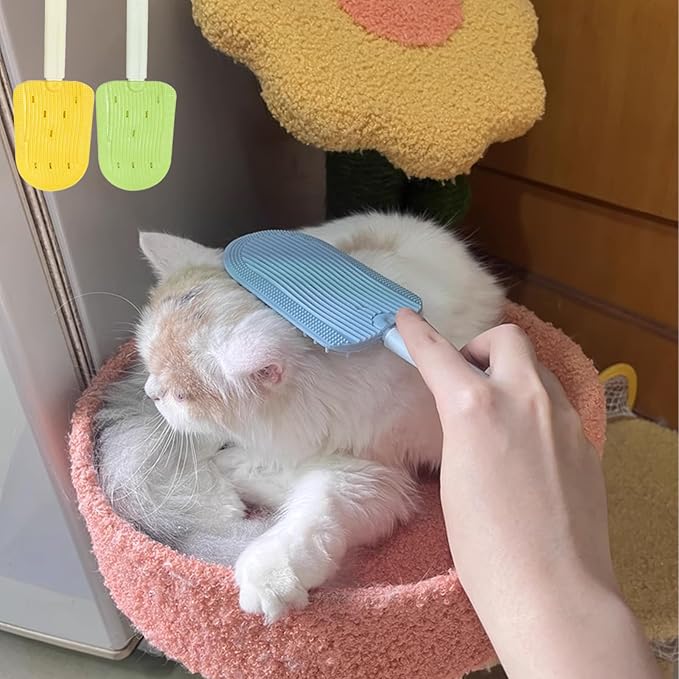 Pet Ice Cream Massage Comb, Cat Double-Sided Grooming Brush, Cat Tongue Brush for Cats Grooming Easily Removes Fur Reducing Hairballs (Green)