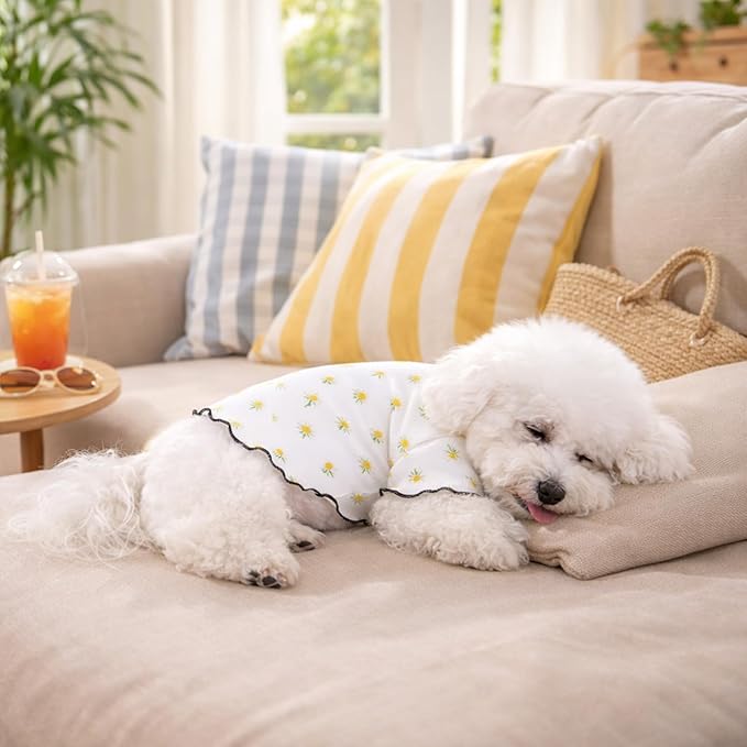 Winmany Dog Cooling Shirt for Small Dog Cat, Puppy Summer Sun Protection Stretchable Clothes, Quick Dry Breathable Pet Vest Outfit,Yellow Flower, X-Large