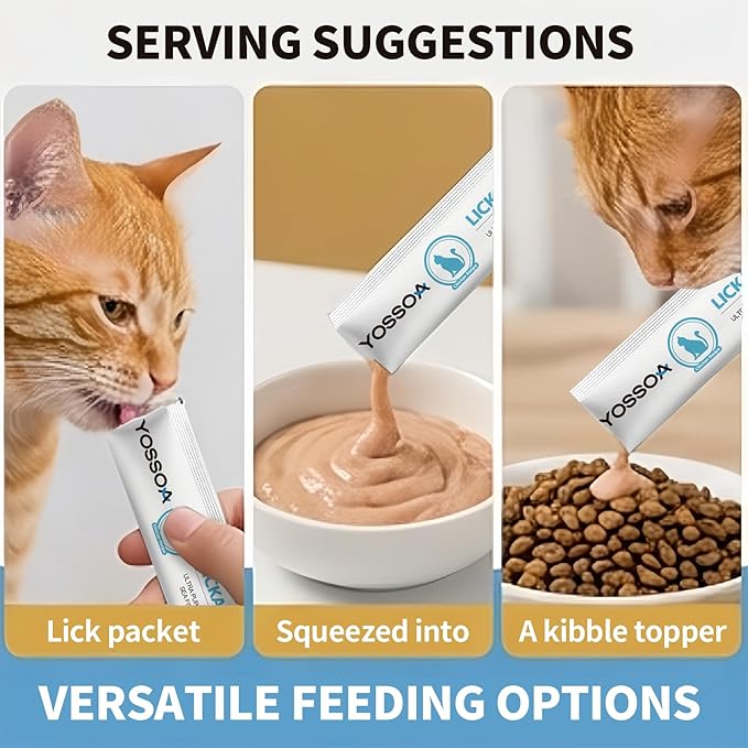 20Tubes Lickable Cat Treat, No Gums or Fillers Cats Puree Treats,Skin & Coat Support Cat Squeeze Treats, Omg3 Squeezable Creamy Cat Lickables, Grain Free Cat Snacks for Sensitive Stomach