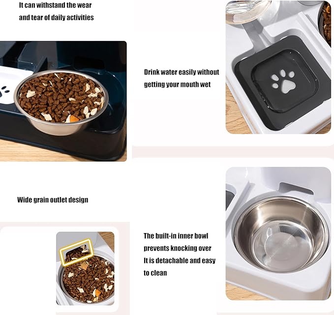 Automatic Water Dispenser and Food Feeder for Various Size Cats Container 2in1 Pet Watering and Feeding Station Feeder for Cats Dispenser