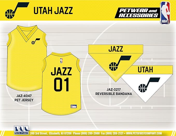 Pets First NBA Utah Jazz Dog Jersey, X-Small- Tank Top Basketball Pet Jersey