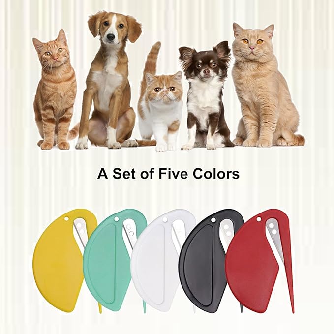 Pet Knotting Comb for Dogs and Cats, Dog Dematting Comb for Long Hair, Pet Hair Removal Tool, Safe and Gentle Knot Remover for Matted Fur, Grooming Comb for Dog and Cat, Easy to Use, Lightweight 5 Pcs