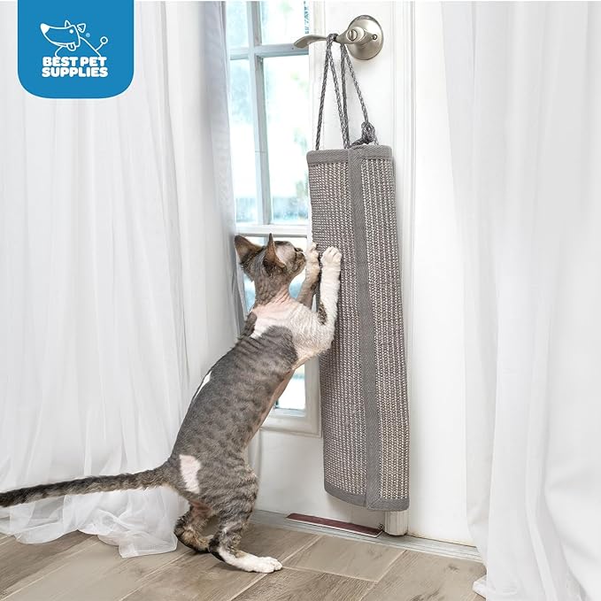 Best Pet Supplies Catify Cat Scratcher, Fun Interactive Scratchers, Posts, Poles, Claw Safe, Furniture Saver Indoor Play Support Natural Cat Behaviors Heavy Duty - Log (Cream), 22 x 17.28